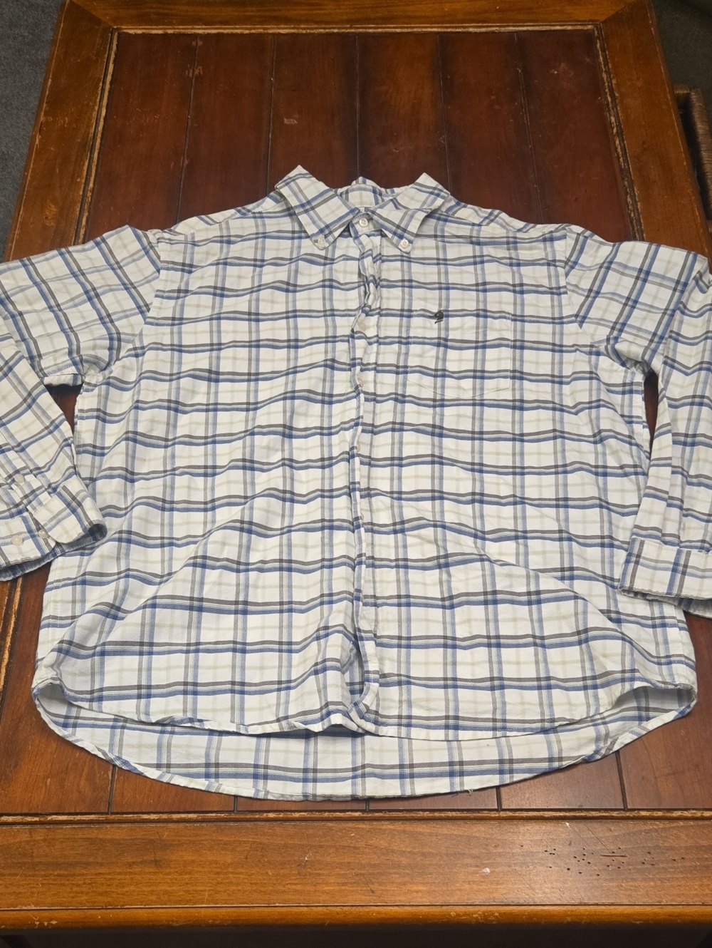 Duck Head Blue and White Plaid Casual Button-Down Shirt